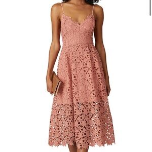 NEW Astr The Label Women’s Terracotta Pink Lace Sun Dress Midi Small S Wedding